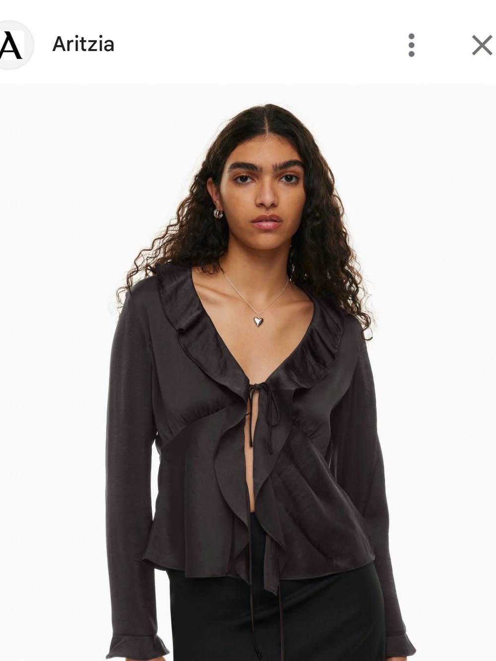 Wilfred Black Ruffle-Front Tie Blouse